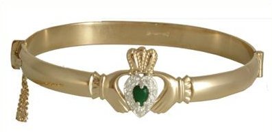R/G Agate/CZ 5mm Claddagh Bangle