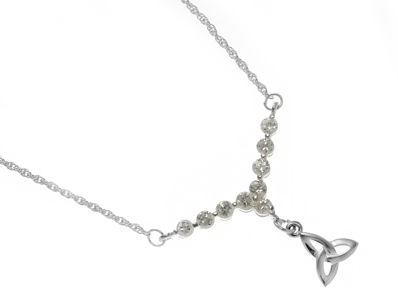 Silver cz trinity knot necklet