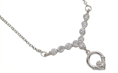 Silver cz claddagh necklet
