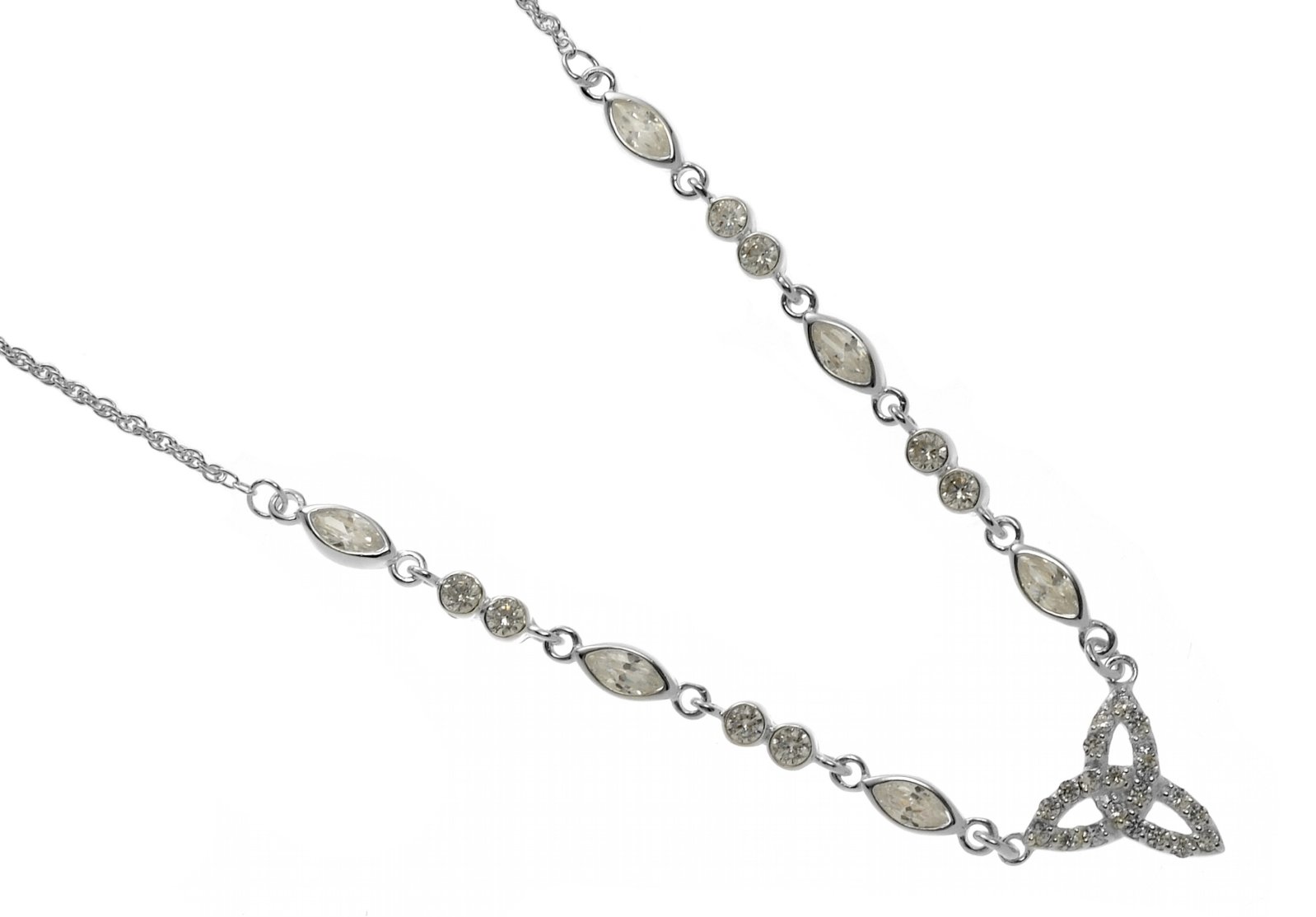 Silver cz trinity knot necklet