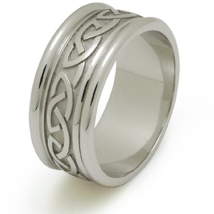 14ct gts white gold celtic wedding band