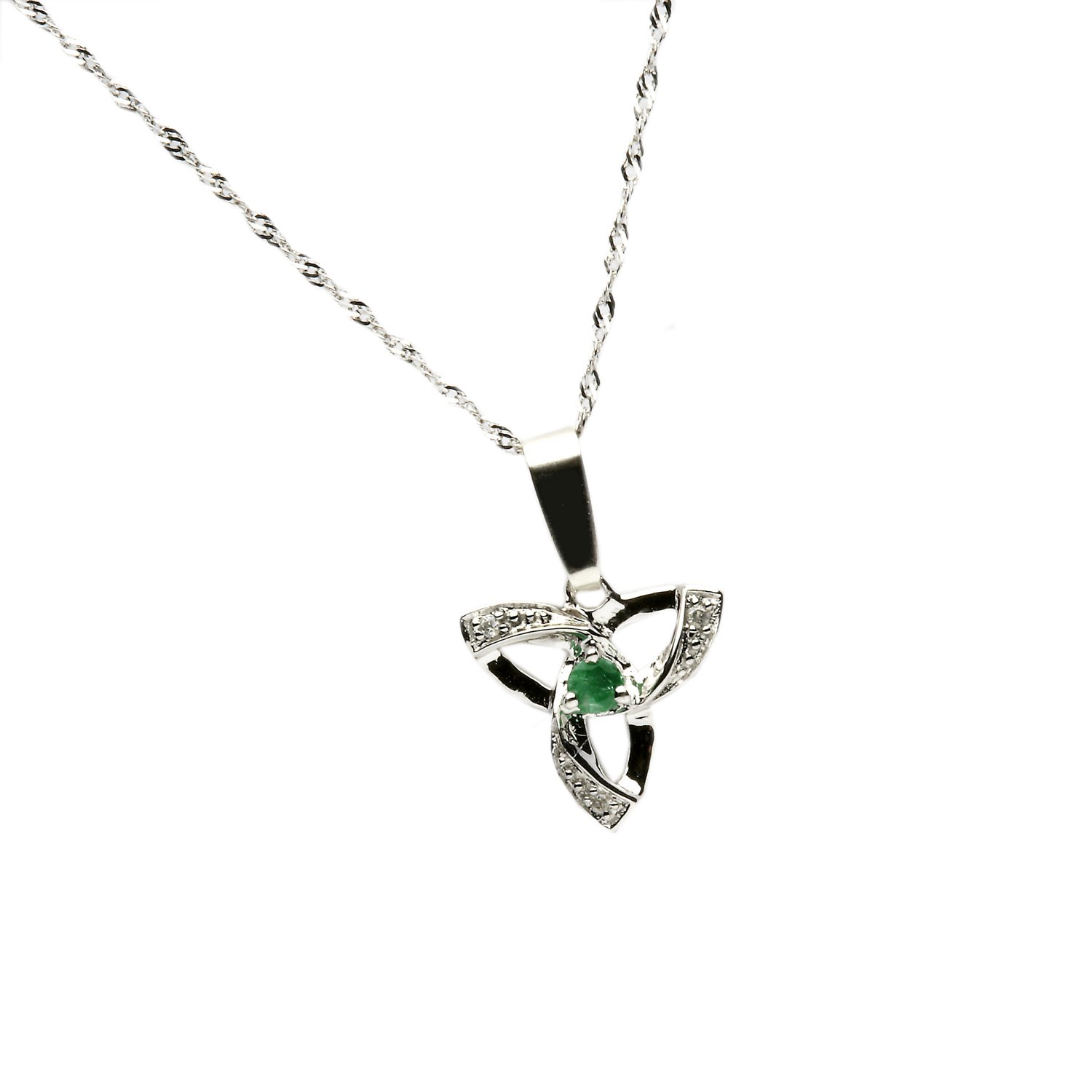 Gold Emerald Trinity Knot Pendant