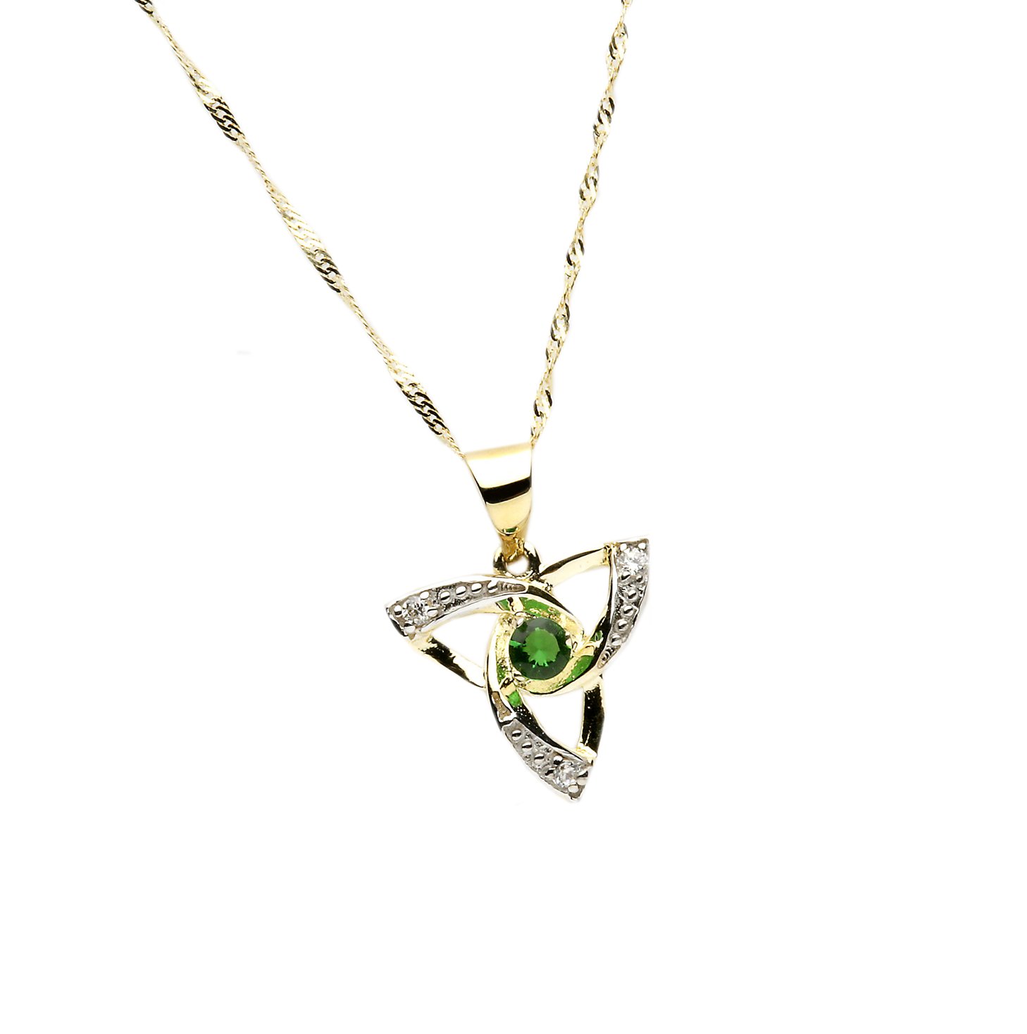 Gold Emerald Trinity Knot