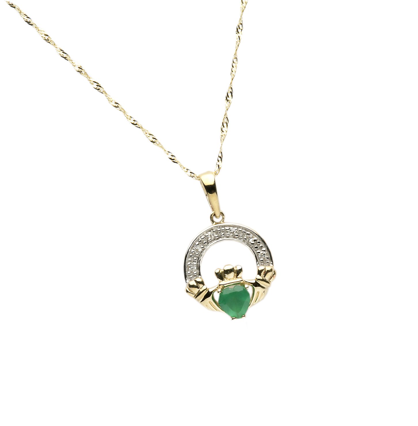 Gold Emerald CZ Claddagh
